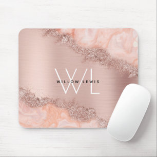 Mousepad Monograma da Glitter do Gito do Agite Rosa com Lâm