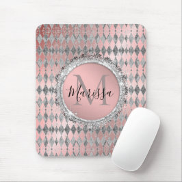 Mousepad Monograma da Harlequin, cor-de-rosa-silicone