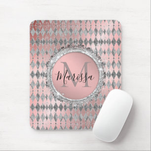 Mousepad Monograma da Harlequin, cor-de-rosa-silicone