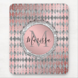Mousepad Monograma da Harlequin, cor-de-rosa-silicone