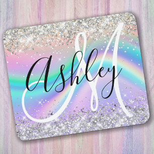 Mousepad Monograma da Lâmina de Ombre Silver do Pastel Rai