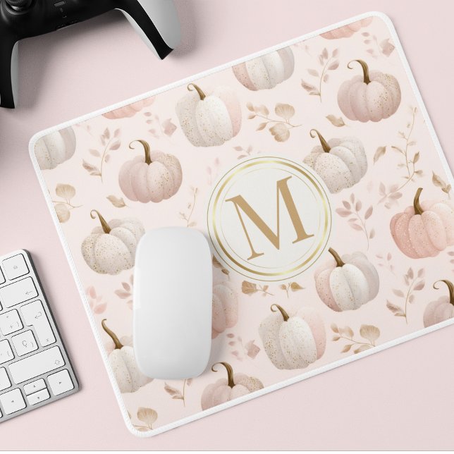 Mousepad Monograma da Pastel Pumpkin - Inicial Personalizad (Criador carregado)