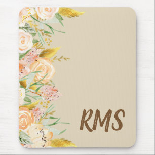 Mousepad Monograma da placa floral lateral
