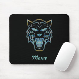 Mousepad Monograma da silhueta azul de tigre gradiente