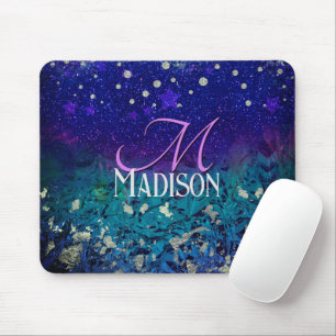 Mousepad Monograma da turquesa ombre roxa-branca