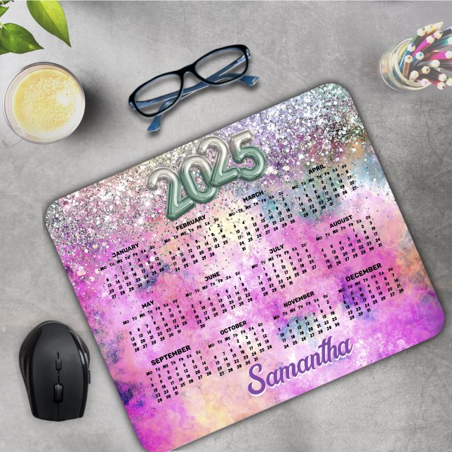 Mousepad Monograma de 2025 da cintura verde iridescente pra (Criador carregado)