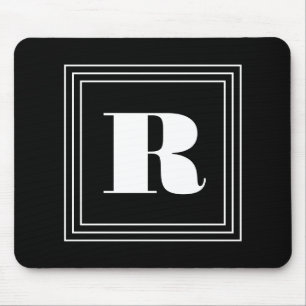 Mousepad Monograma de 3 Quadros Preto e branco