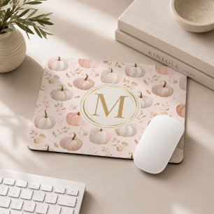 Mousepad Monograma de Abóbora Pastel – Inicial Personalizad