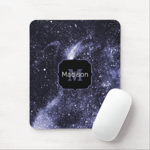 Mousepad Monograma de abstrato preto violeta roxo