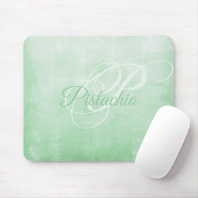 Mousepad Monograma de Abstrato rústico de Cinza de pistachi (Com mouse)