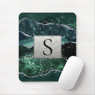 Mousepad Monograma de Agitação de Geodo do Marble Silver Ve