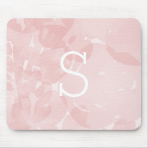 Mousepad Monograma de Aquarela bonito rosa
