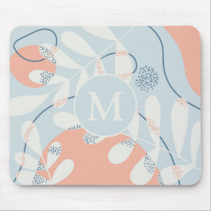 Mousepad Monograma de Arte Botânica Abstrato de Tendência M