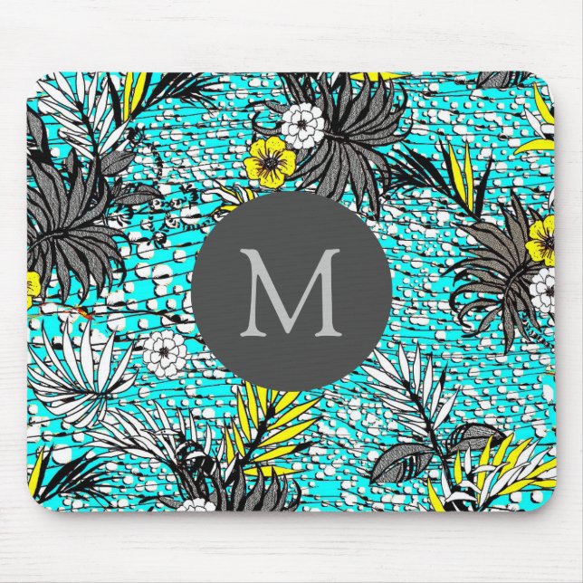Mousepad Monograma de Arte Floral Exótica de Abstrato Moder (Frente)