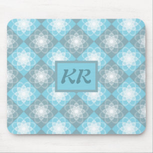 Mousepad Monograma de Azul e Cinzas Geométricas Modernas
