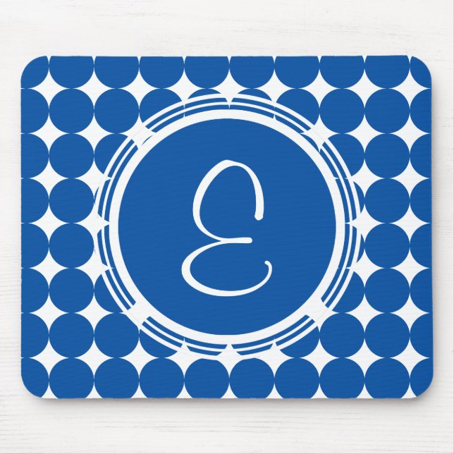 Mousepad Monograma de Bolinhas Azul (Frente)