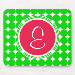 Mousepad Monograma de Bolinhas Vermelha e Verde