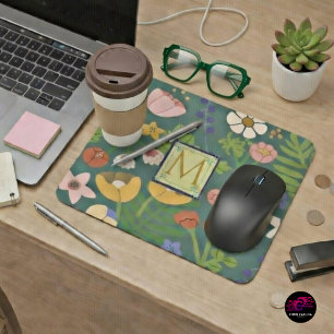 Mousepad Monograma de Botânica primavera