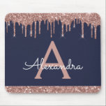 Mousepad Monograma de brilho Dourado Rosa azul marinho<br><div class="desc">Marinho Azul e Cor-de-Rosa Dourado e Cor-de-Rosa Rosa e Espalhamento Glitter Girly Monograma Nome Monograma Mousepad. Este Mousepad Chic pode ser personalizado para incluir seu primeiro nome e inicial.</div>