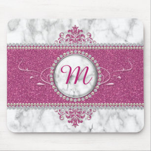 Mousepad Monograma de brilho rosado