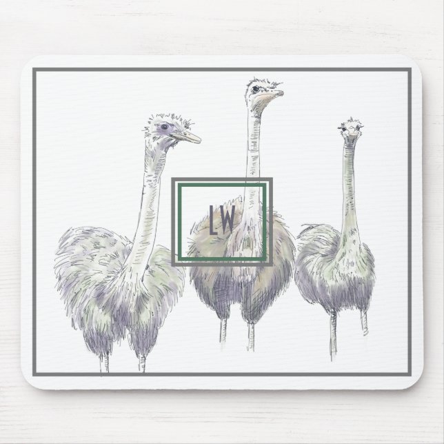 Mousepad Monograma de Caneta e Ilustração de Tinta (Frente)