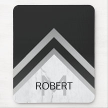 Monograma de Chevron Preto Marble Elegante