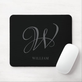 Mousepad Monograma de Cinzas Negra Personalizada Inicial