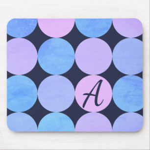 Mousepad Monograma de Círculos Azul Roxo e Rosa