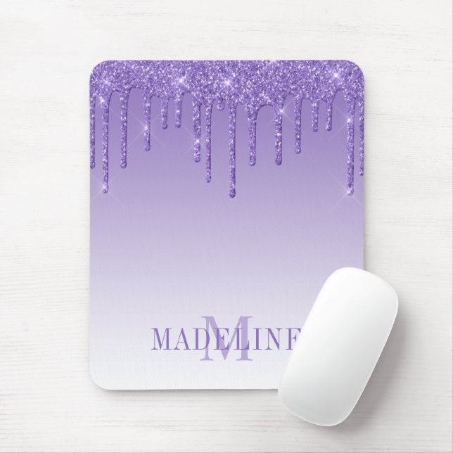 Mousepad Monograma de Coleta Roxo Moda Moderna (Com mouse)