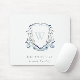 Mousepad Monograma de Crest Crest de Flores Selvagem Azul P