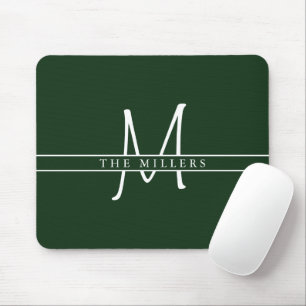 Mousepad Monograma de Divisão Inicial de Script, Verde Per