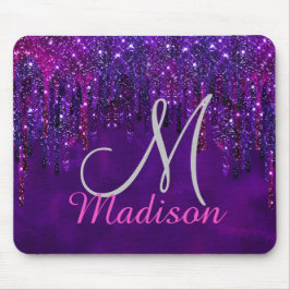 Mousepad Monograma de Drives de Glitter de Unicórnio Cor-de