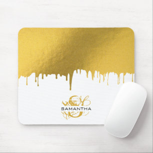 Mousepad Monograma de Drives Metálicos Dourados Trendy