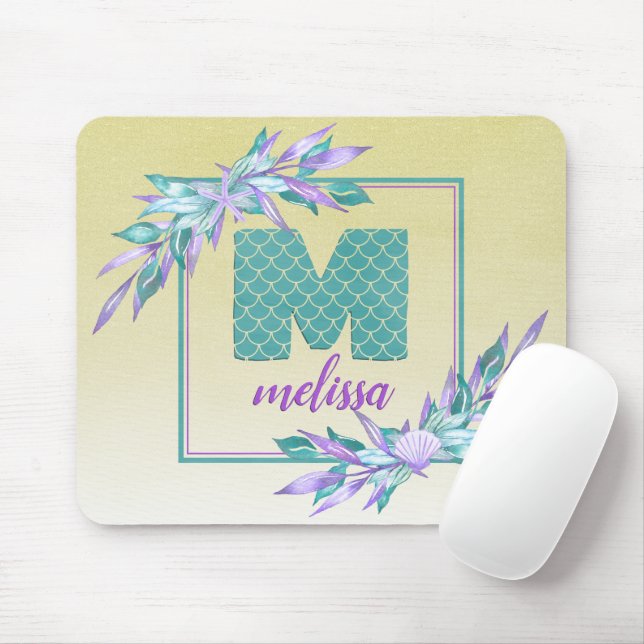 Mousepad Monograma de Escalas de Sereia | Forma de Ombre de (Com mouse)