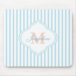 Mousepad Monograma de faixa de turquesa clara