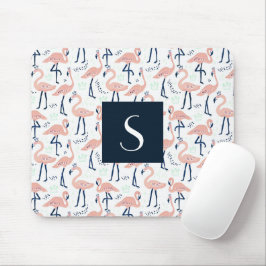 Mousepad Monograma de Flamingo Rosa Fofo