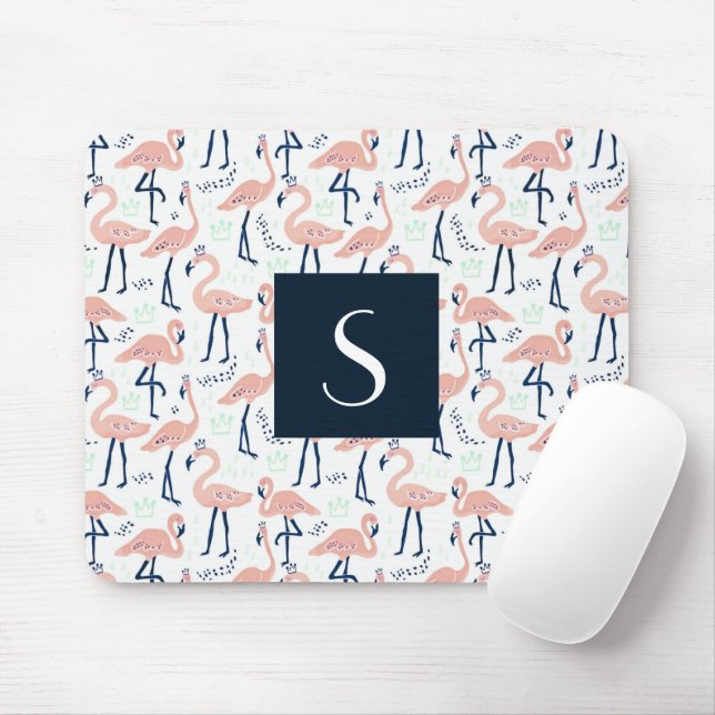 Mousepad Monograma de Flamingo Rosa Fofo (Com mouse)