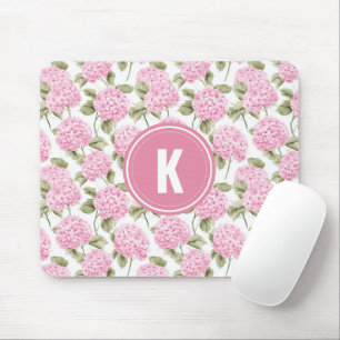 Mousepad Monograma de Flores de Hidrelétrica Rosa Elegante