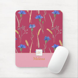 Mousepad Monograma de Flores Vermelhas