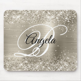 Mousepad Monograma de Folha de Platina Brilhante