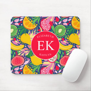 Mousepad Monograma de Fruta tropical Padrão de Verão de Aqu