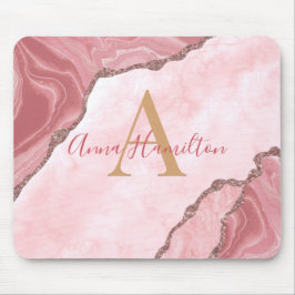 Mousepad Monograma de Geodo de Agata Rosa Espelho Moderno E