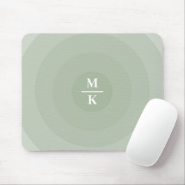 Mousepad Monograma de Gradação de Círculo Minimalista Verde