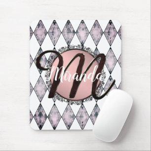 Mousepad Monograma de Harlequin com rosca rosa