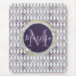 Mousepad Monograma de Harlequin com rosca rosa