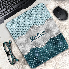Mousepad Monograma de hortelã verde-cinzenta verde-relva