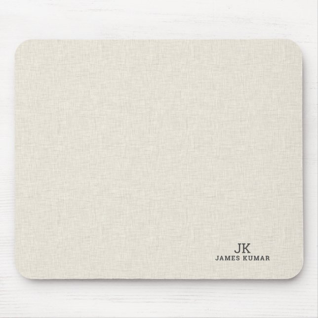 Mousepad Monograma de Impressão de textura de creme claro (Frente)