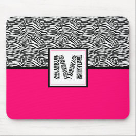 Mousepad Monograma de Impressão de Zebra Preta e Branca | R
