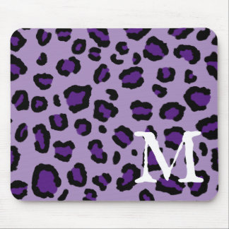 Mousepad Monograma de Impressão do Leopardo Roxo Real
