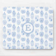 Monograma De Jar De Gengibre Branco E Azul-Feminin